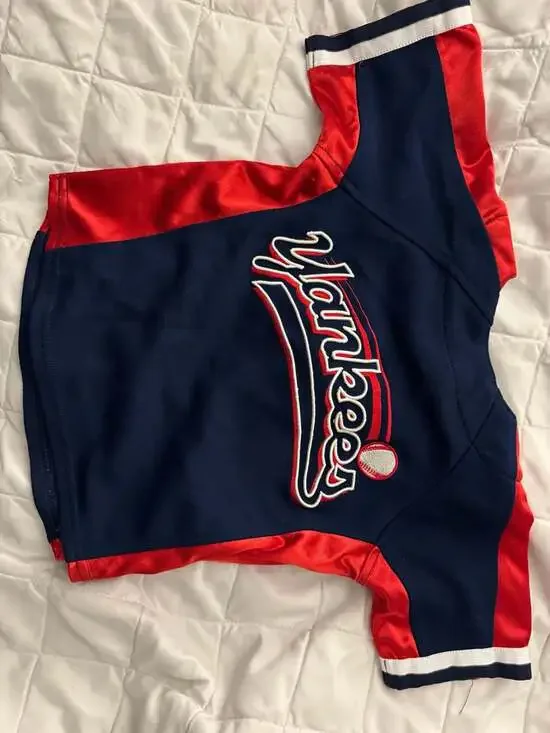 Vintage New York Yankees Toddler 2T Henley Baseball Jersey Navy and Red - Picture 2 of 5